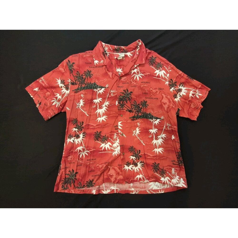 Vintage ALI'I Mens Authentic Hawaiin Shirt XXL Red Hawaiin Map 1980s